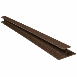 Perfil H café oscuro de 40x2 mm para unión de paneles de siding metálico