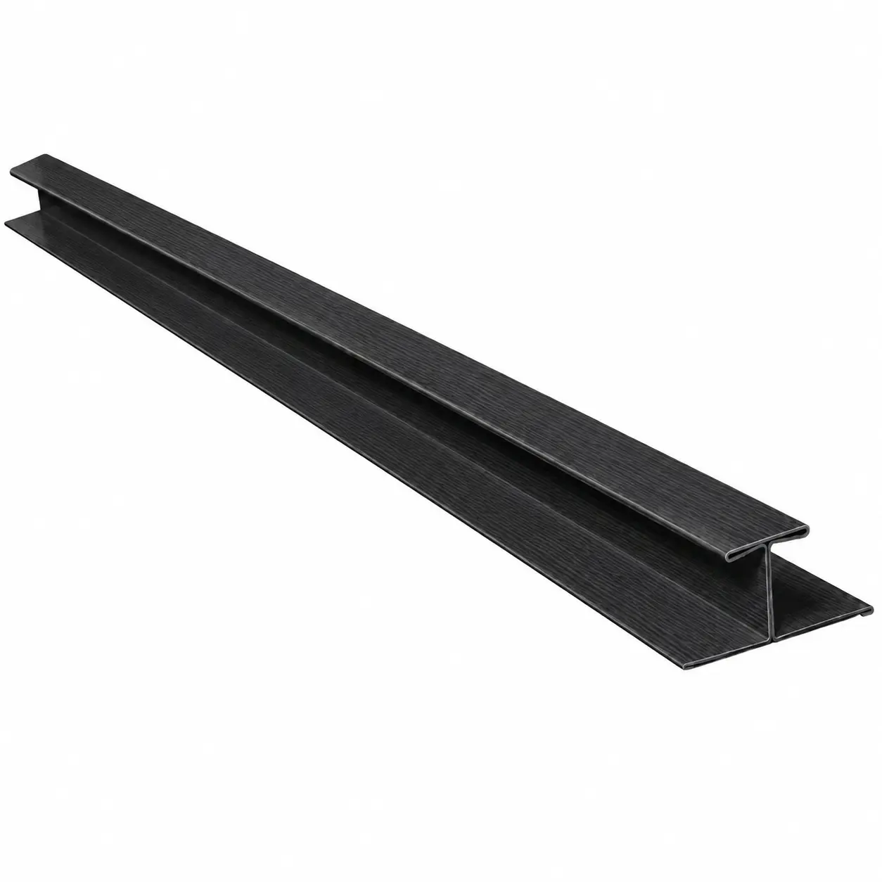 Perfil H Siding Metálico Negro Perfil H negro de 40x2 mm para unión de paneles de siding metálico