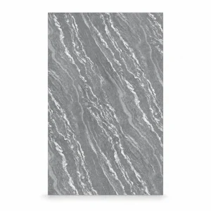 Placa UV SPC piedra gris, plancha completa con vetas blancas onduladas vista de frente