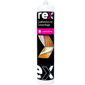 Adhesivo de montaje Rex, cartucho de 300 ml (360 g) de pasta blanca para pistola de calafateo